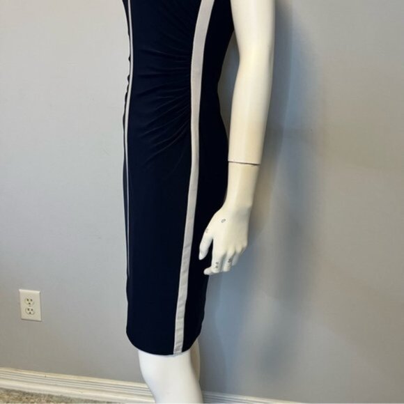 Ralph Lauren ColorBlock Sleeveless Sheath Dress in Navy Blue and Hot Pink - Picture 10 of 12